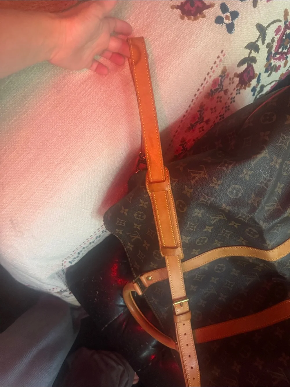 Louis Vuitton Monogram Canvas Duffel with Tan Leather Trim